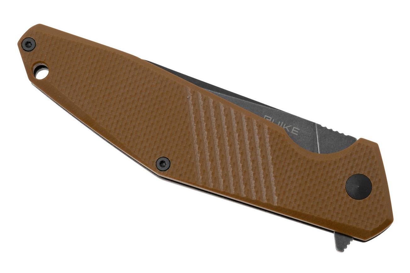Ruike D191-W Blackwashed 8Cr13MoV, Brown G10, zakmes