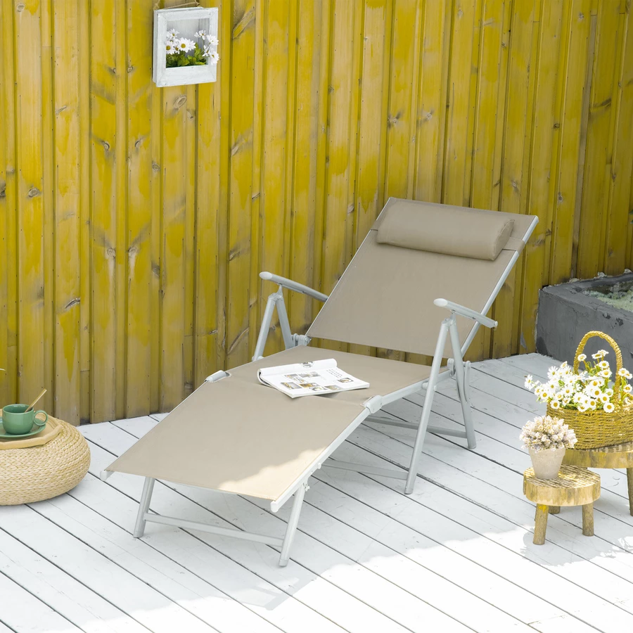 Outsunny Gartenliege mit Kissen grau, silber