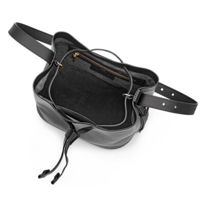 Damen-Beuteltasche Rindleder, Schwarz