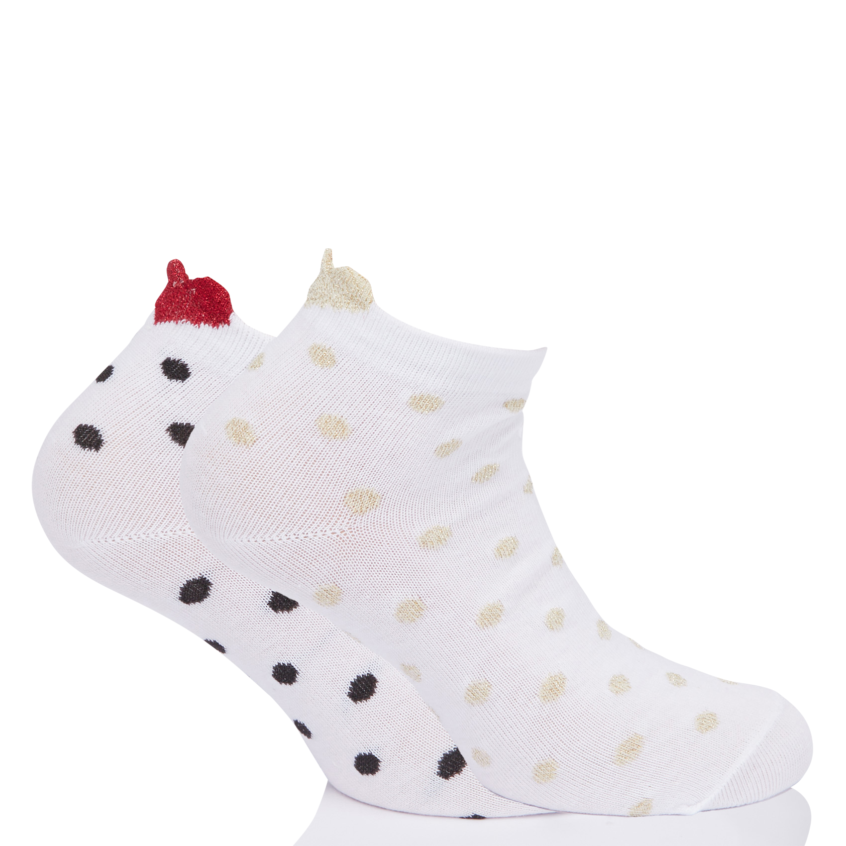 LAURA - Chaussettes languettes à pois| Blanc