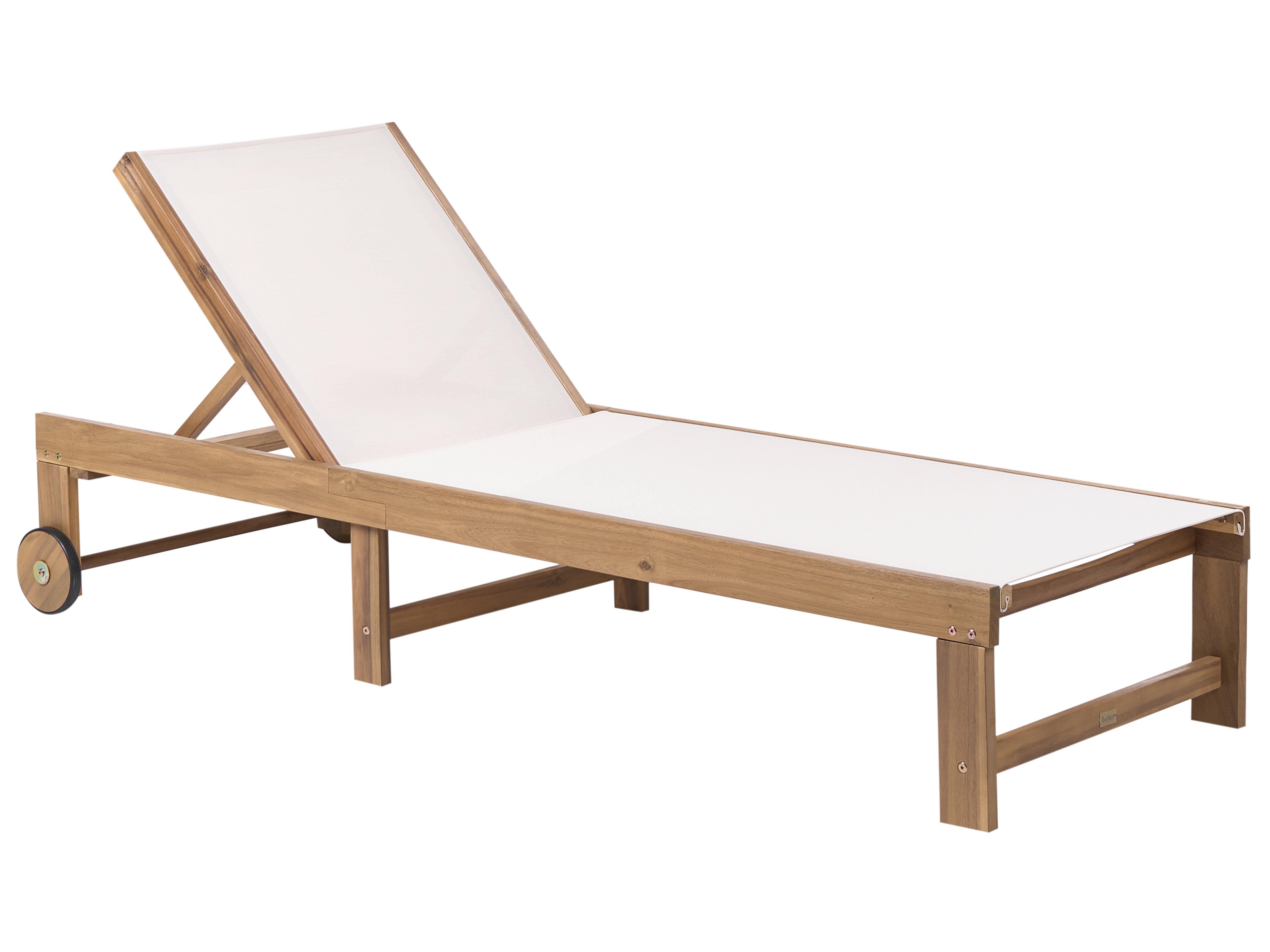 Ligstoel PEDESINA Acaciahout Beige