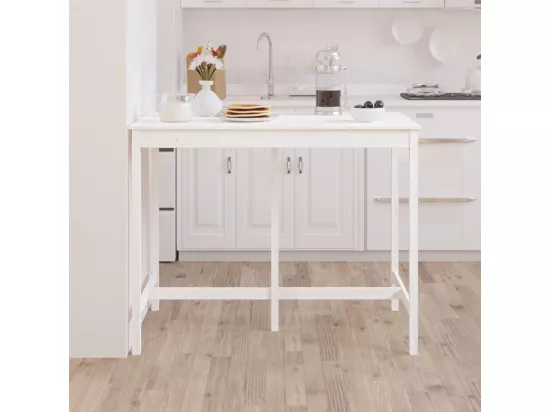 Table de bar Blanc 140x80x110 cm Bois massif de pin
