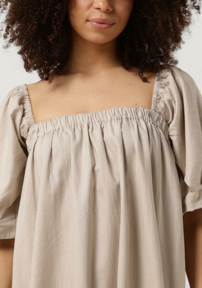 GESTUZ beige gestuz mini jurk lizagz linen short dress
