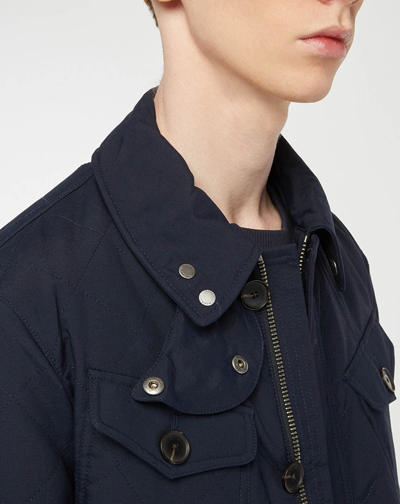 Hackett London Veste matelassée classique imperméable bleu marine