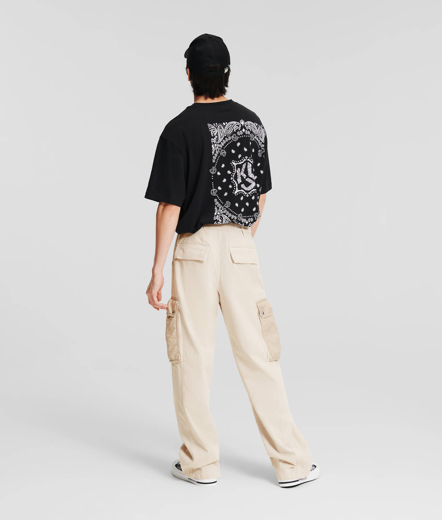 PANTALON STYLE UTILITAIRE KLJ EN MATIÈRES MÉLANGÉES