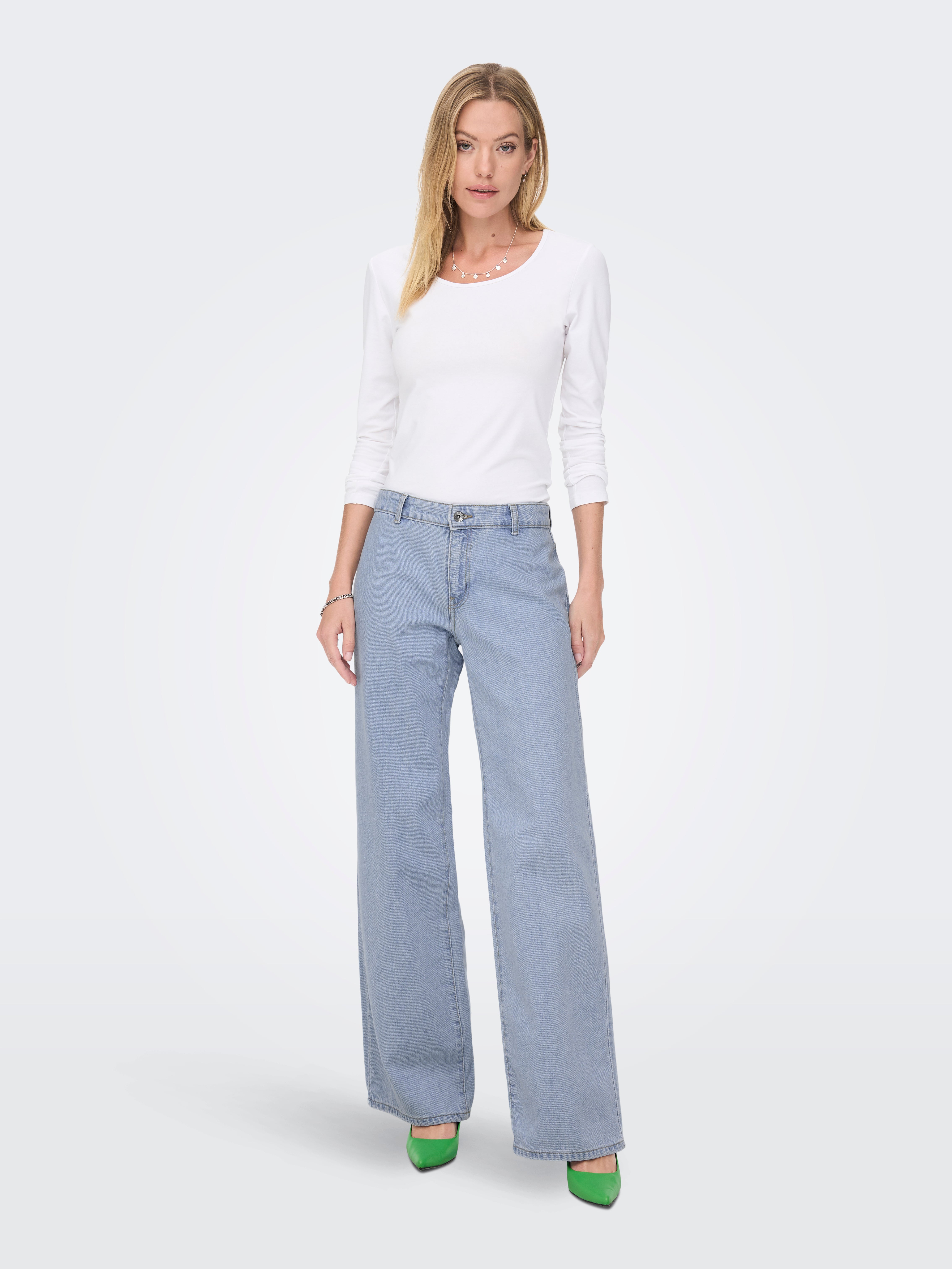 ONLKANE Niedrige Taille Weiter Beinschnitt Jeans Light Blue Denim