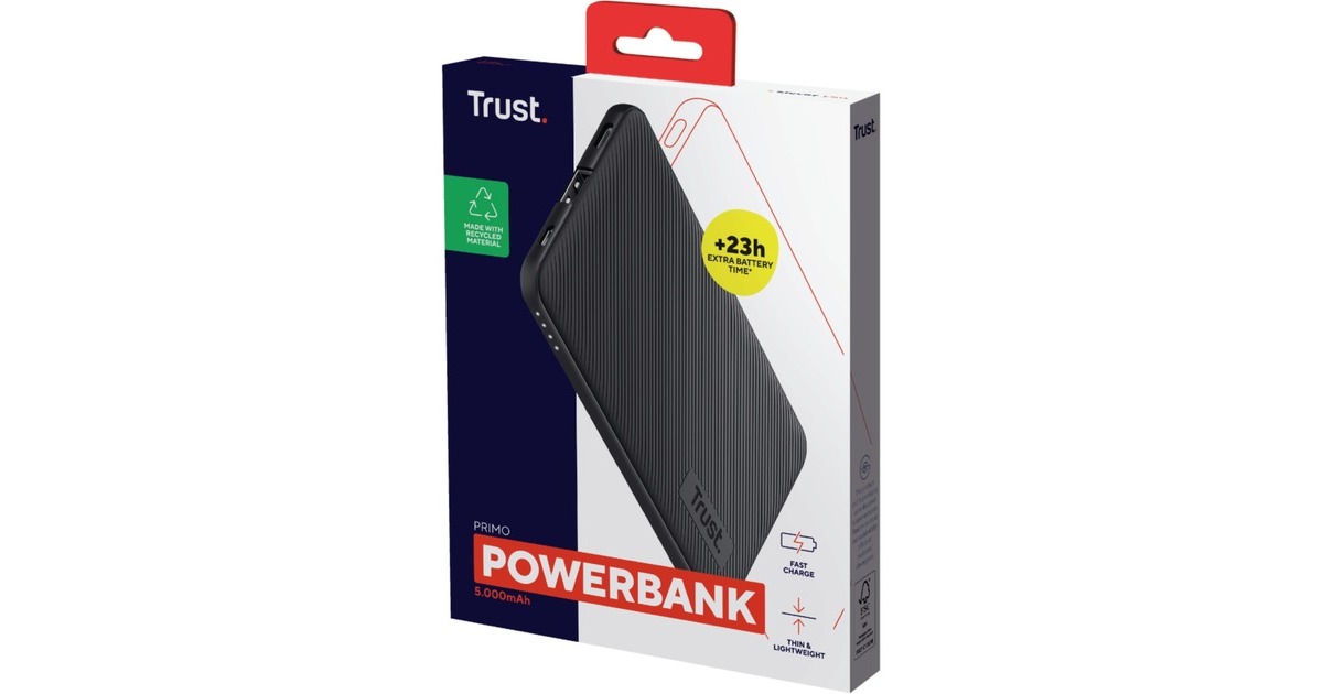 TrustPRIMO 5.000 mAh ECO powerbank  (Zwart)