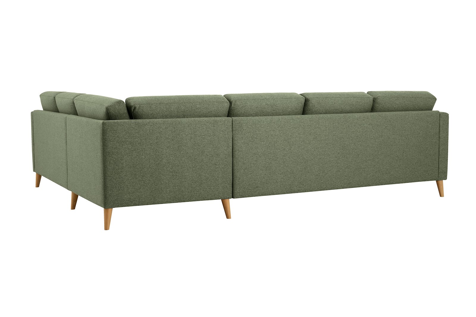 Eden hjørnesofa 32 hjørne i tekstil Neve 17/2 Dark Green med ben i eik natur (15137).