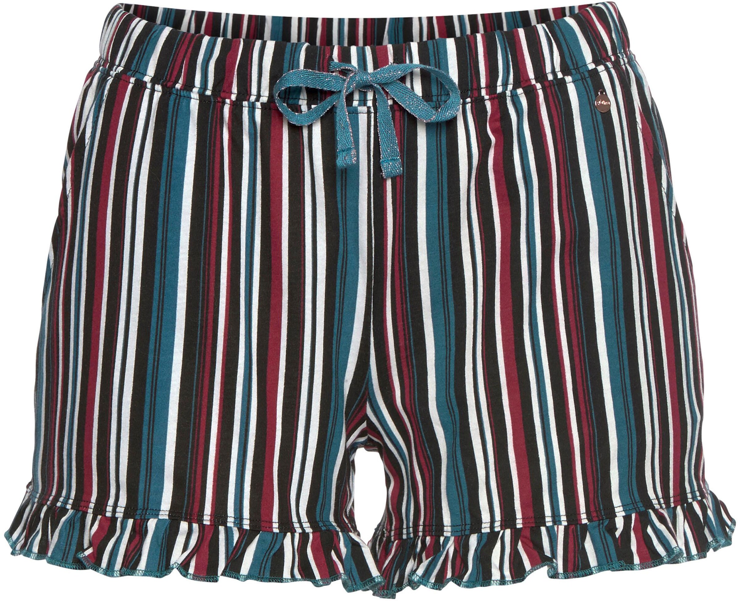s.Oliver Schlafshorts in petrol-weinrot-gestreift