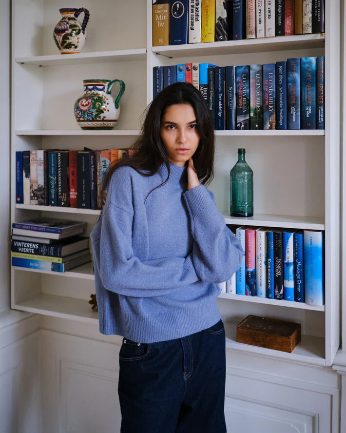 Neo Noir Paulina Knit Blouse Smoke blue