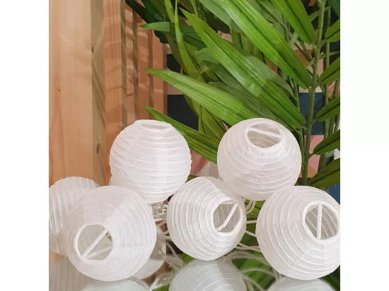 Lot de 4 guirlandes lumineuses blanches en boules de papier 3.10 m
