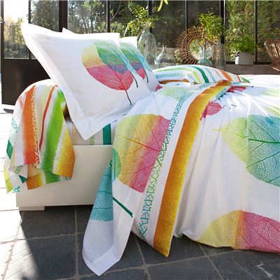 Linge de lit motif feuilles - BECQUET CRÉATION