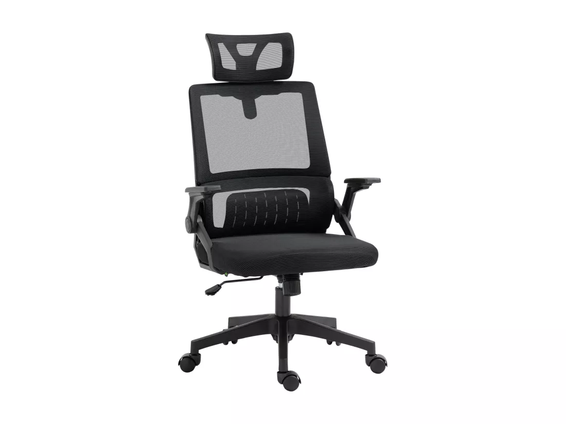 Chaise de bureau ergonomique réglable inclinable pivotante maille polyester noir