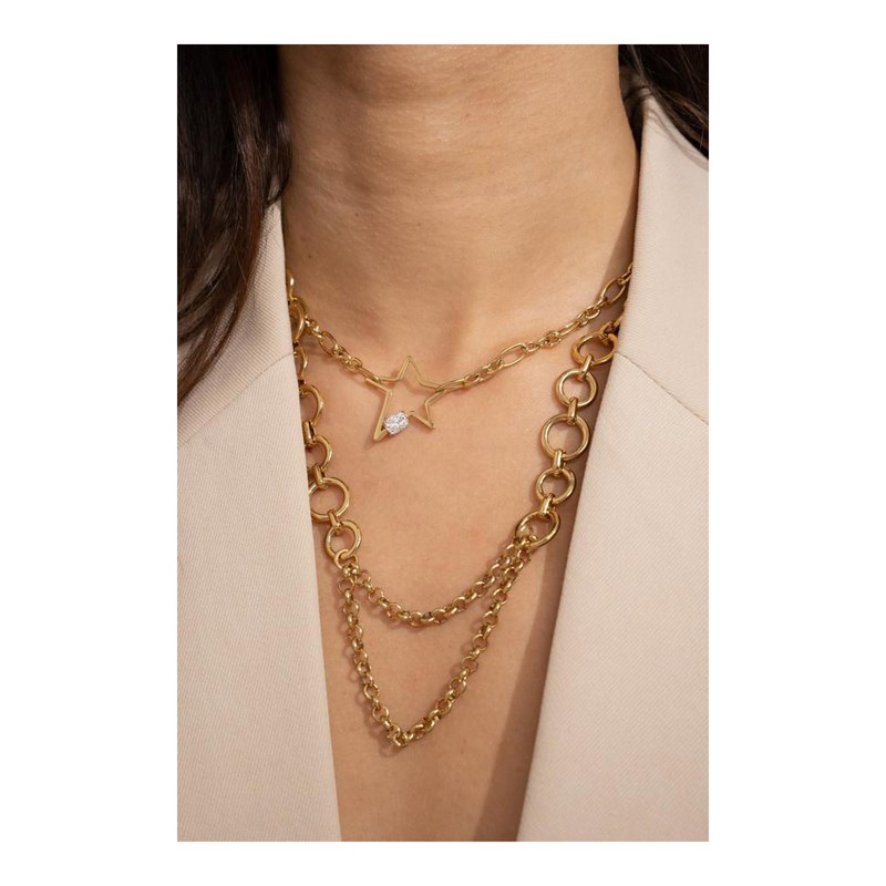 Collier en acier maille argentée, chaînette réglable