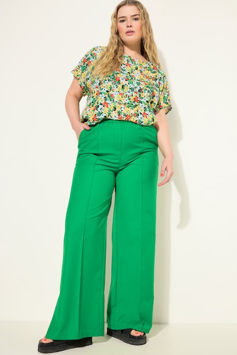 Hose, Wide Legs, Seitenschlitze, Elastikbund
