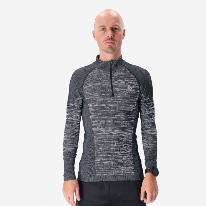 Odlo Herre Trøjer Top Turtle Neck Long Sleeve ½ Zip Sort