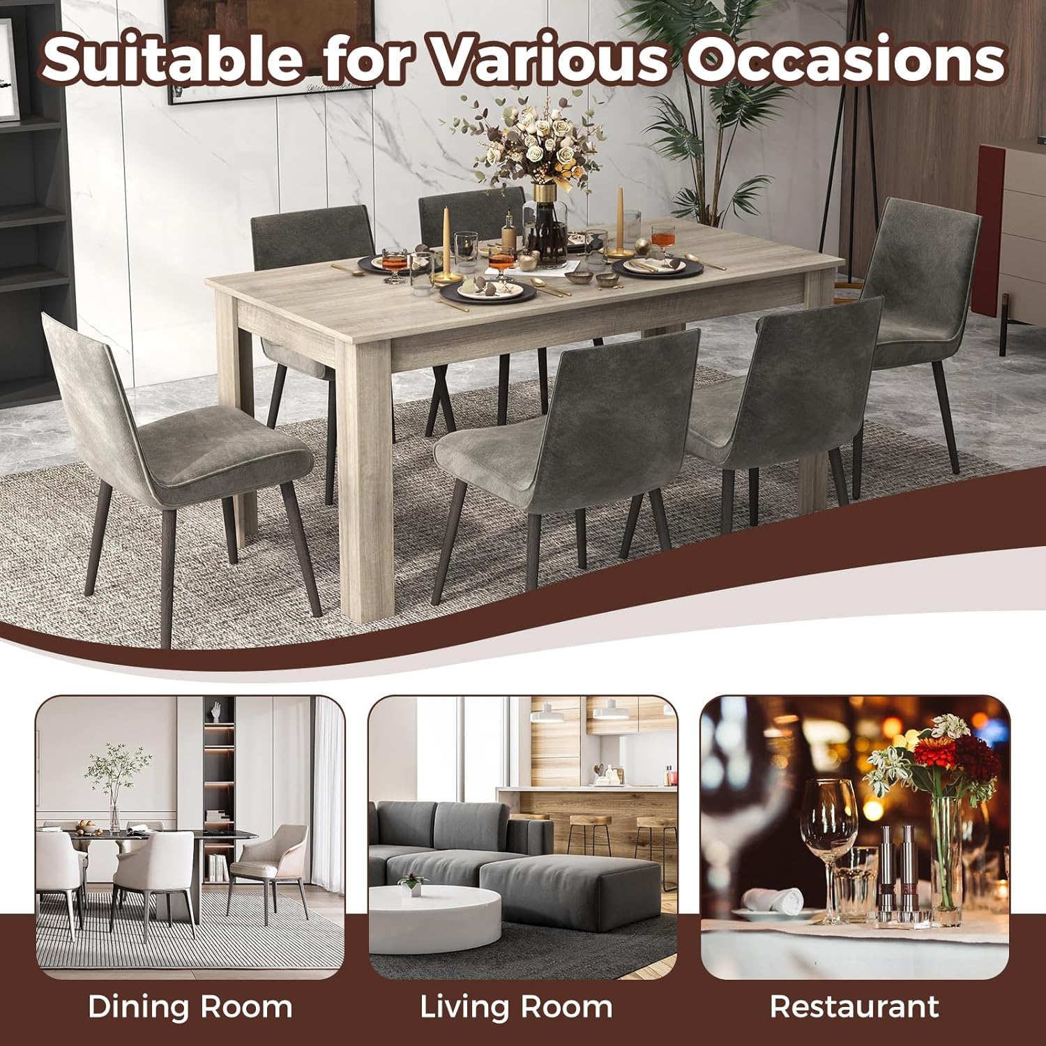 GIANTEX Esstisch für 6-8 Personen, 160 x 80 x 77 cm, Großer Holztisch Rechteckig, Küchentisch bis 150 kg tragbar, Moderner Esszimmertisch, Tisch Schreibtisch für Esszimmer Küche Büro (Eiche)