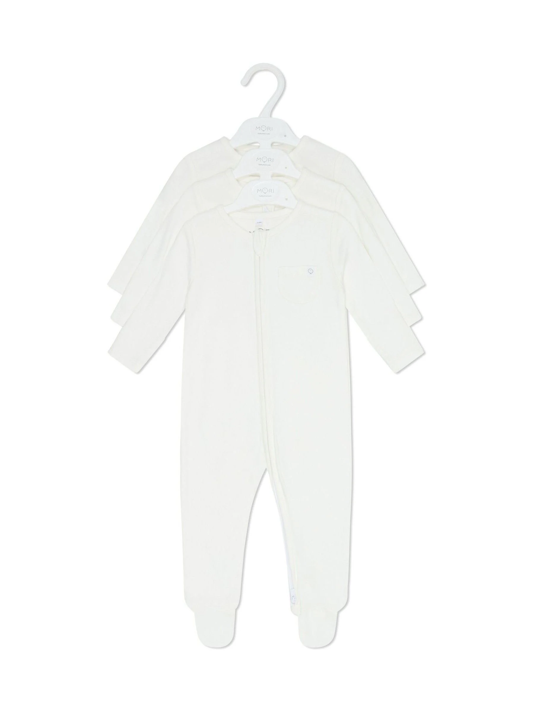 Wit - MORI Pack Supersoft Clever 2 Way Zip Up Sleepsuits