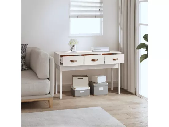 Table console Blanc 114x40x75 cm Bois massif de pin