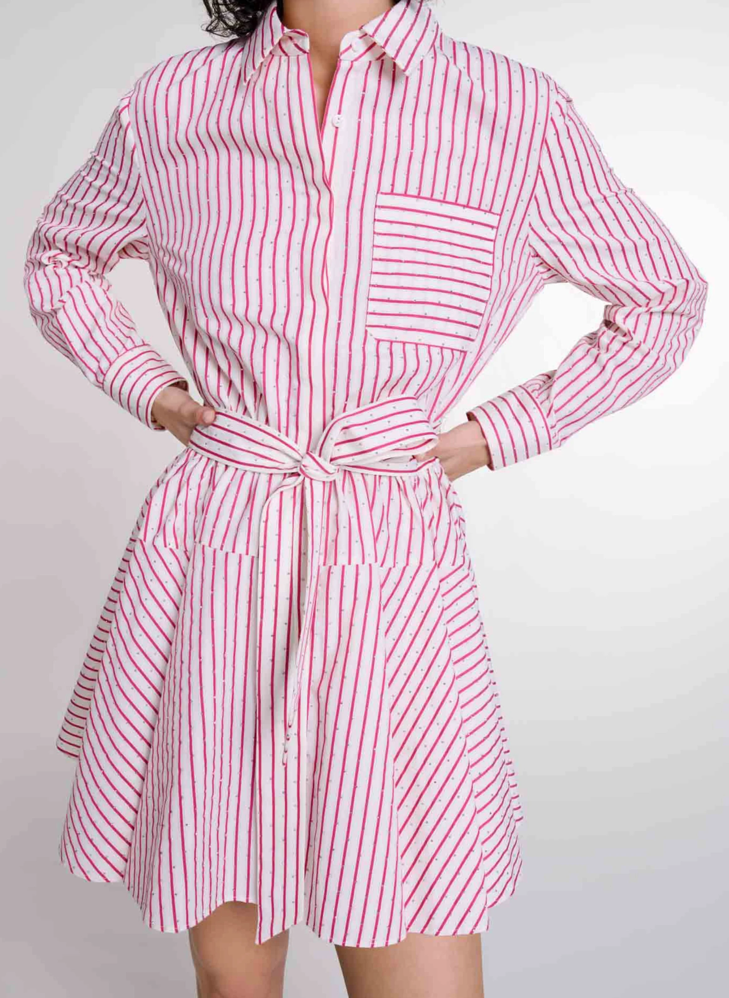 Robe courte imprimée rayures | Rayé