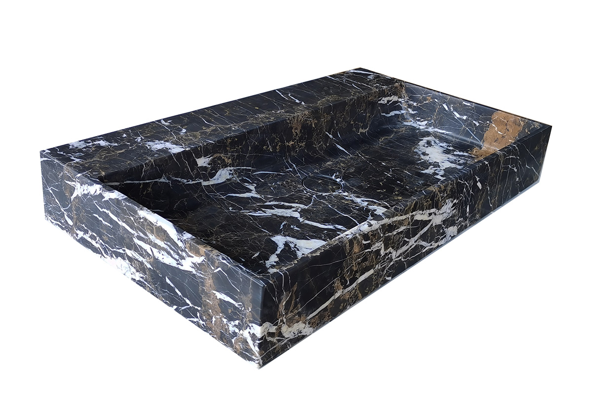 Saniclear Portoro Gold marmer wastafel 80x46cm zonder kraangat