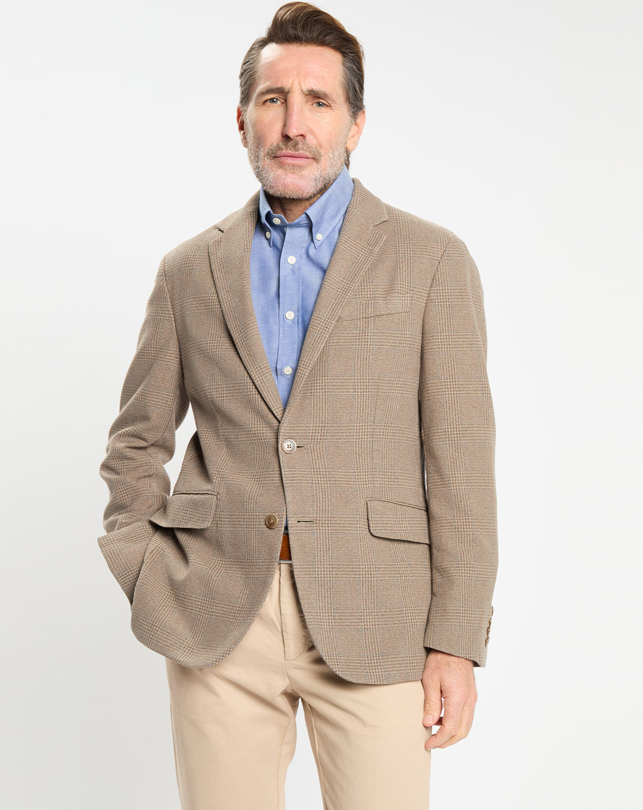 Hackett London Veste à imprimé Prince de Galles beige foncé