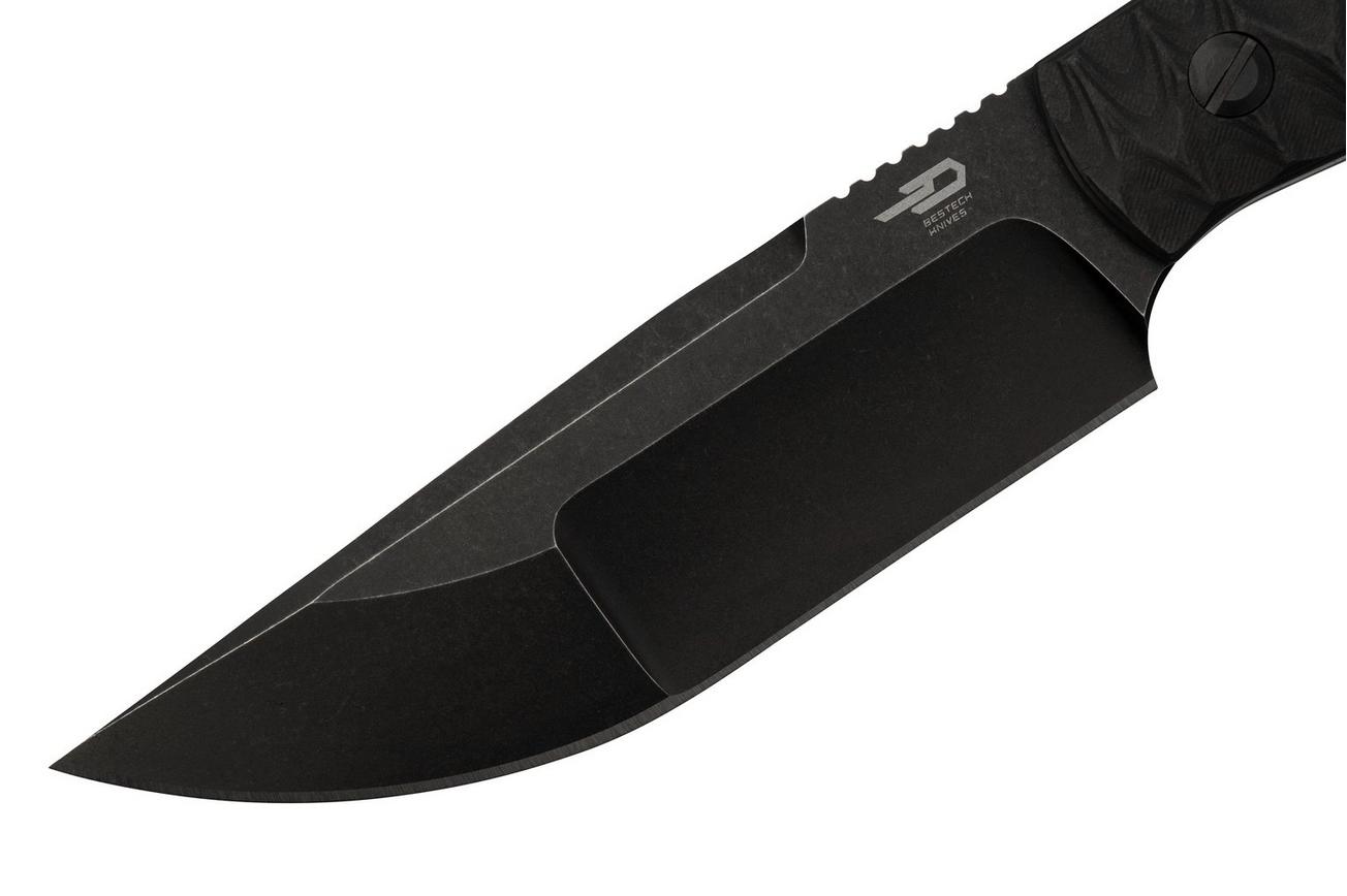 Bestech Heidi Blacksmith #2 Hollow Compound Grind, Black Stonewashed, Carbon Fiber BFK04B vaststaand mes