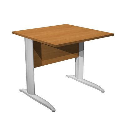 Bureau droit Trend - L80 - Pieds métal en L - plateau imitation noyer clair - pied métal alu