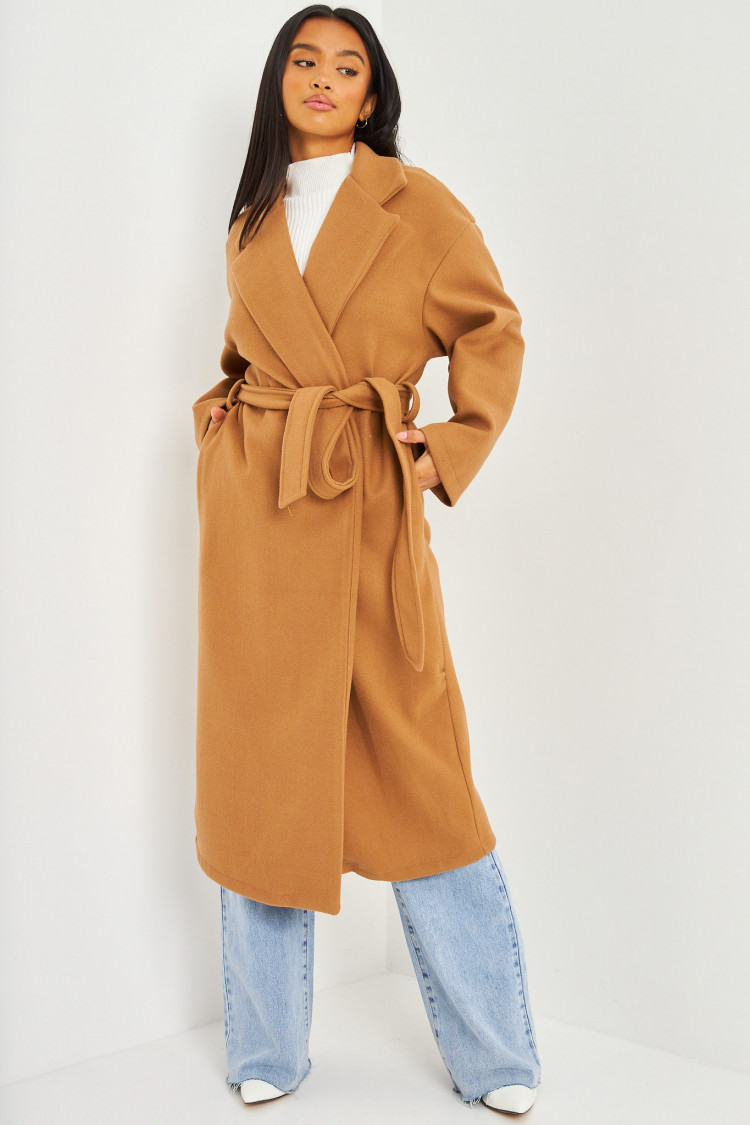 Manteau ceinturé beige