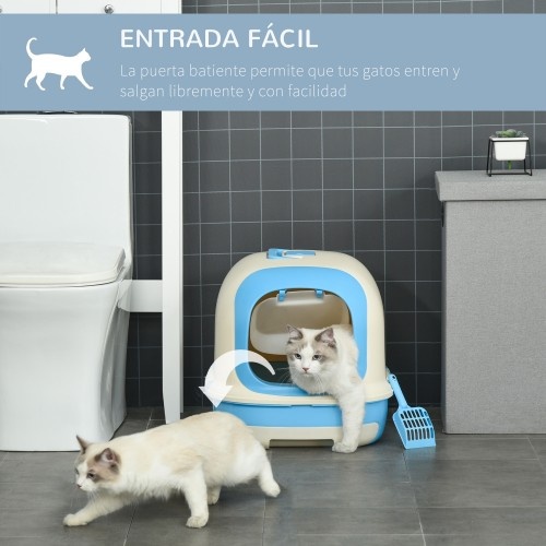 Caixa de areia para gatos PawHut, portátil, azul