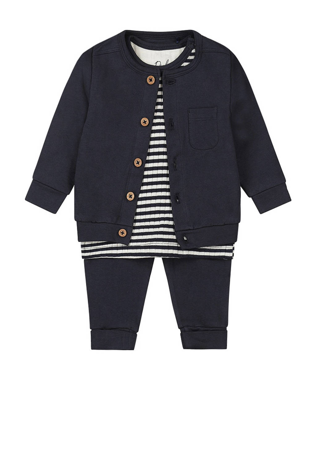 Dirkje vest + longsleeve + broek blauw/wit
