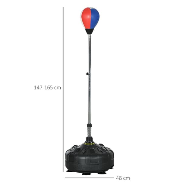 Bokseball Boksesekk Høydejusterbar 147-165 Cm, Stående Boksetrener For Trening Og Trening, Svart