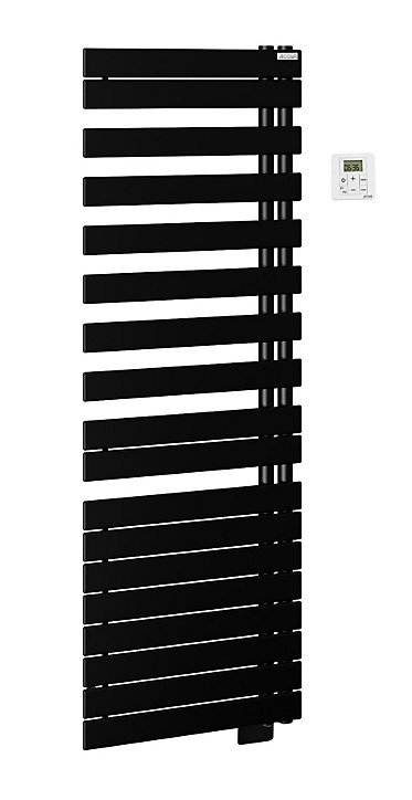 Sèche-serviettes électrique à inertie fluide Acova Alpaga asymétrique noir 1000W