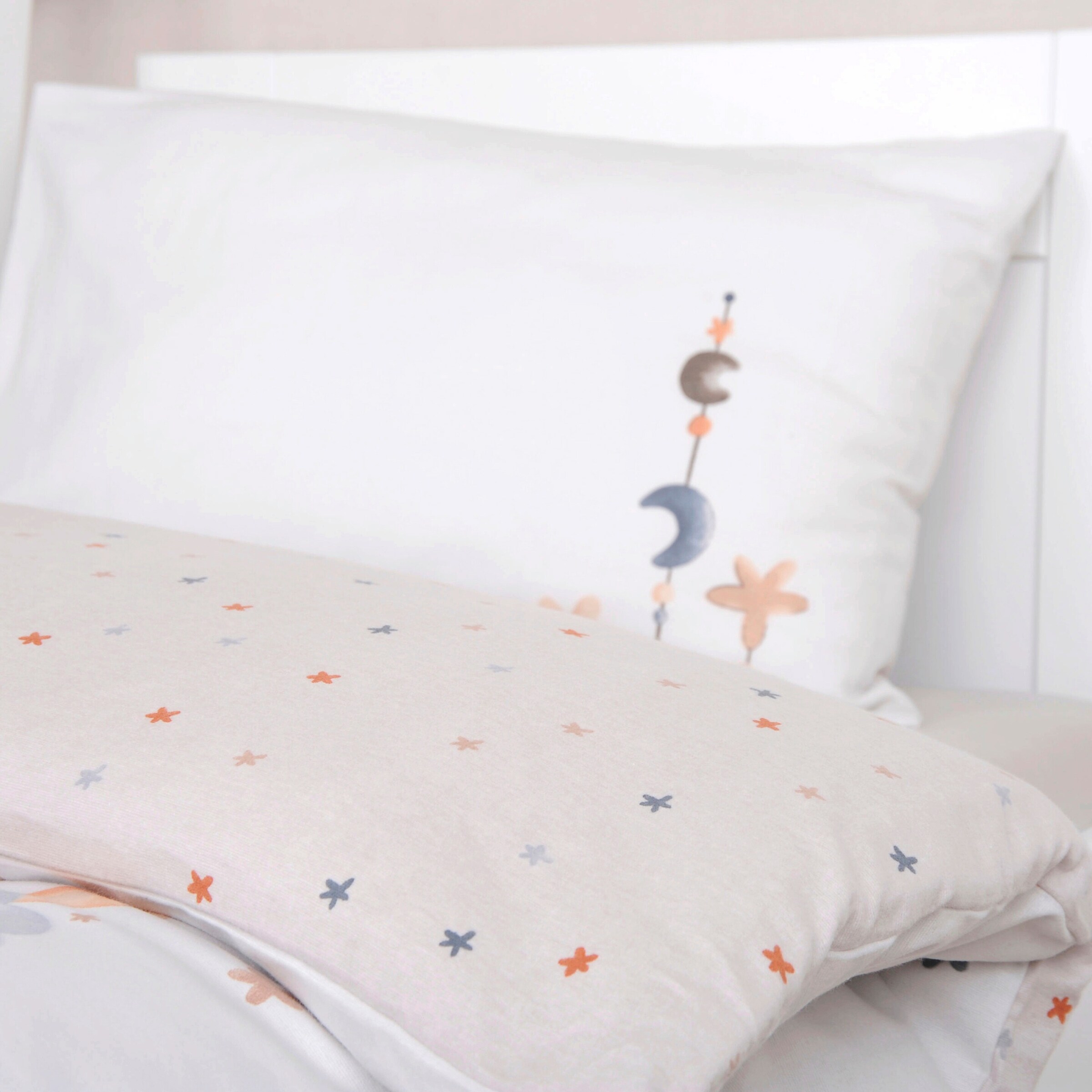 Baby Best Flanell Wende-Bettwäsche Moon and Stars 40x60 / 100x135 cm beige / grau