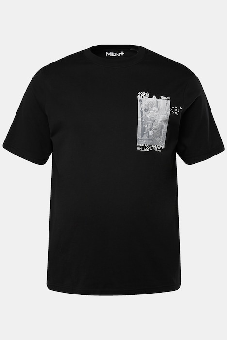 Men+ T-Shirt, Halbarm, Brust Print, bis 84/86