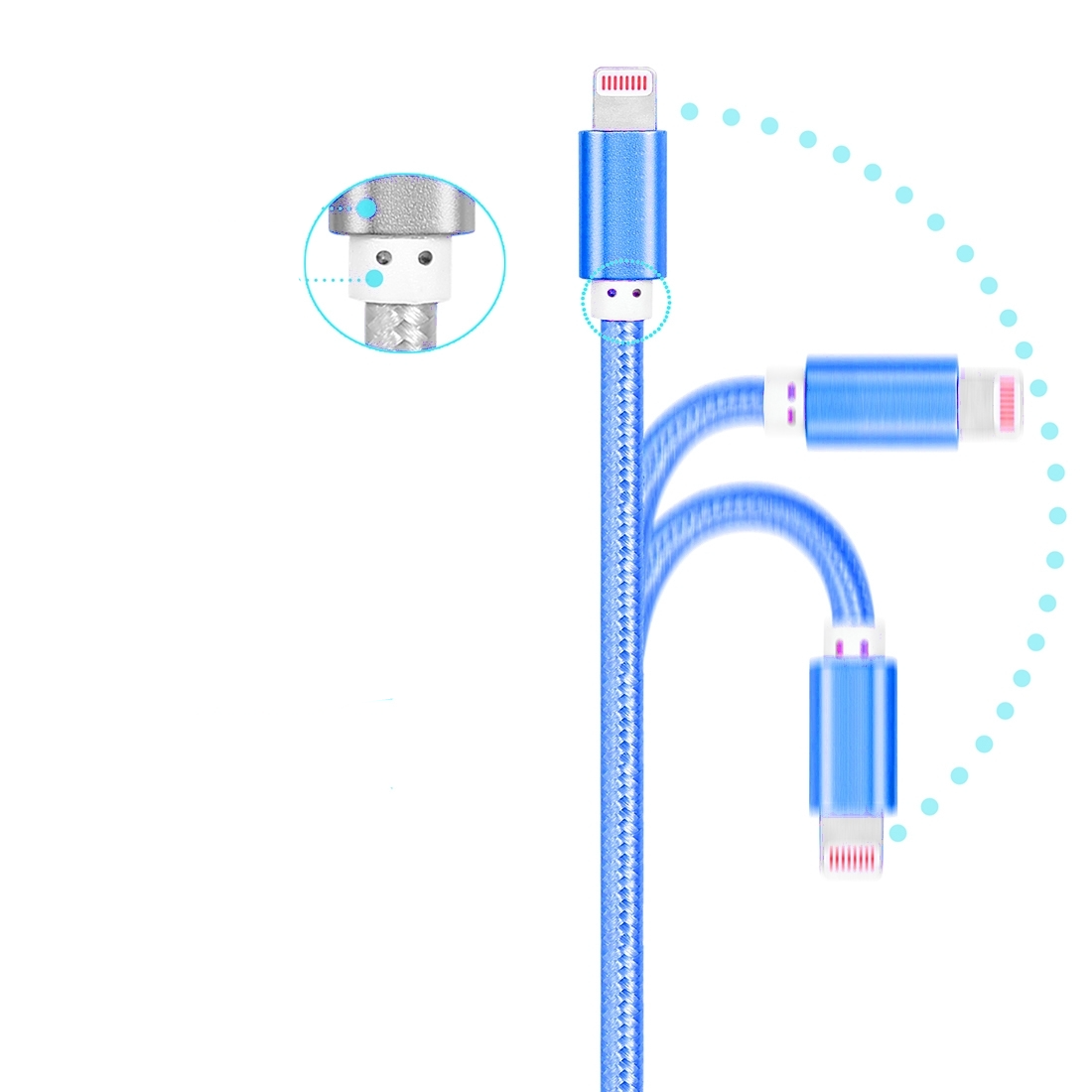 (3m) 2.4A MFi Lightning USB Schnellladekabel Datenkabel Nylon - Blau