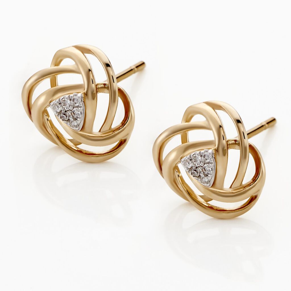 Boucles D'oreilles Puces Or Jaune Afua Diamants