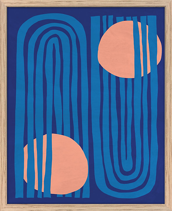 Image encadrée traits bleus bleu Dada Art l.33 x H.53 cm