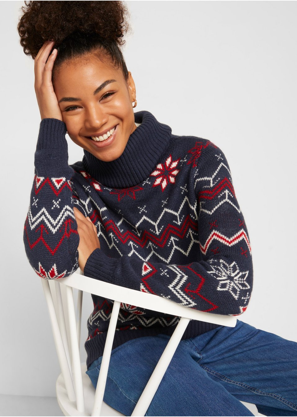 Pull col roulé avec motif norvégien