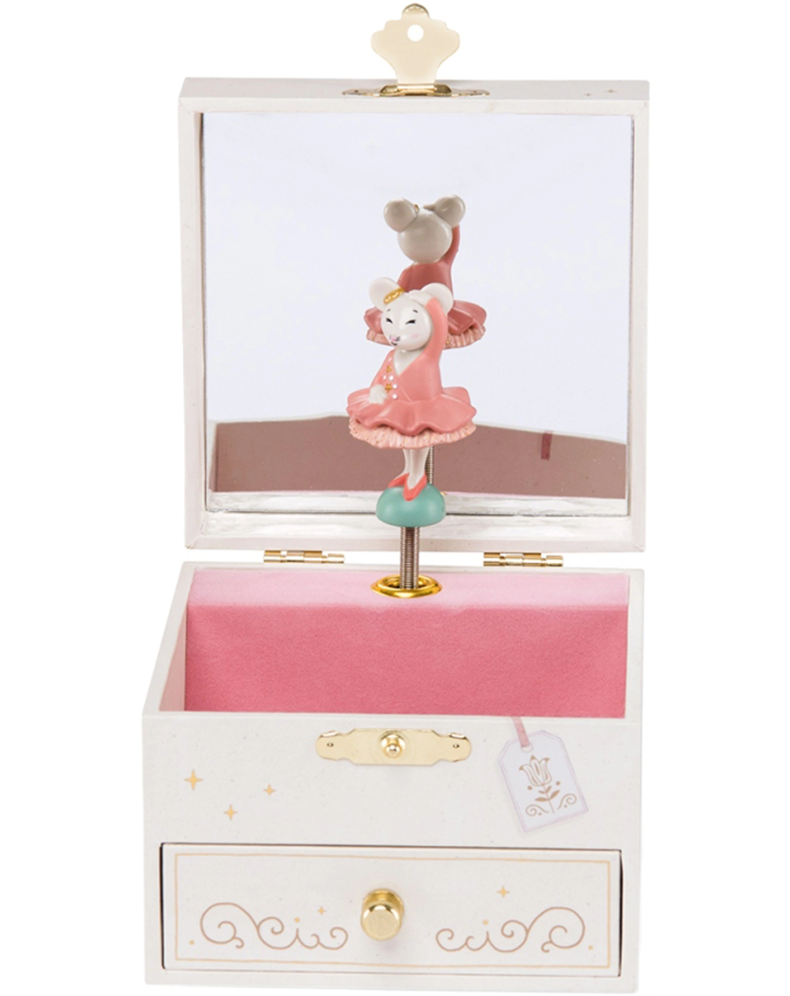 Musik-Schmuckkästchen MAUS in beige/rosa
