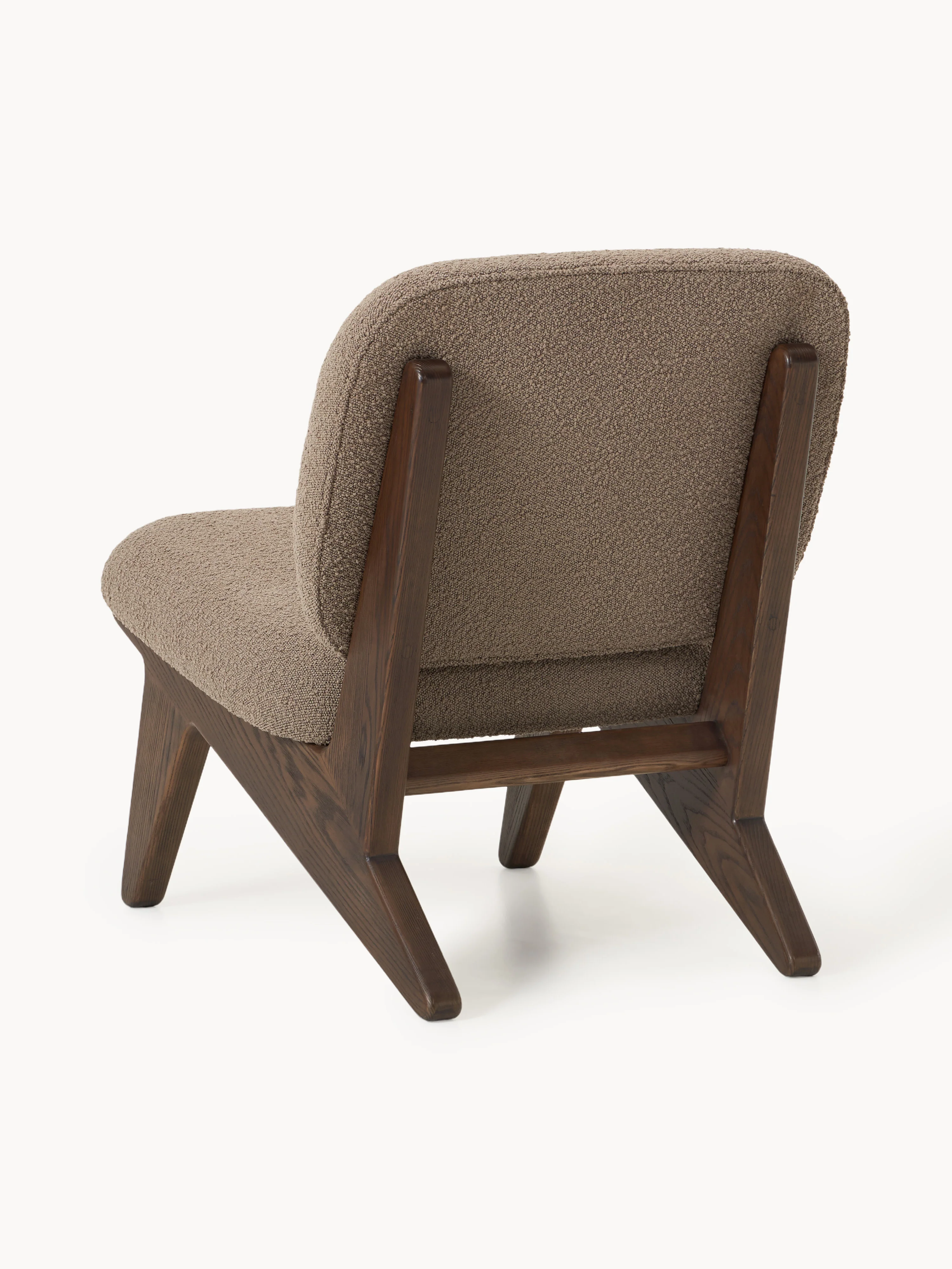 Loungefauteuil Shenay van essenhout met bouclé bekleding