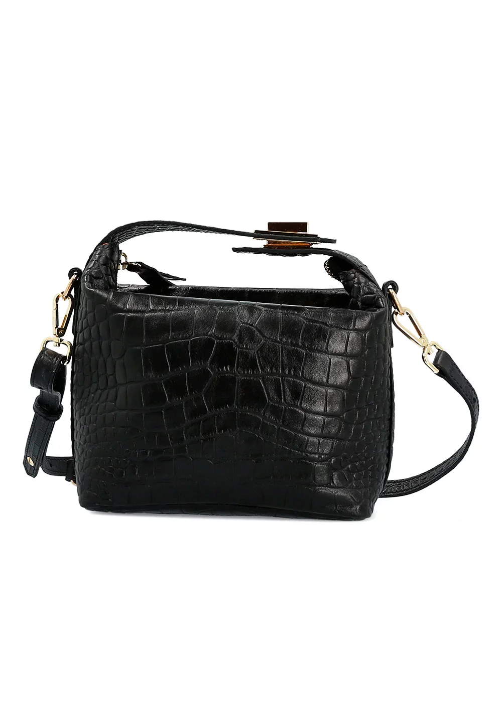 MINI SAC FERMOIR WILLIS CROCO NOIR