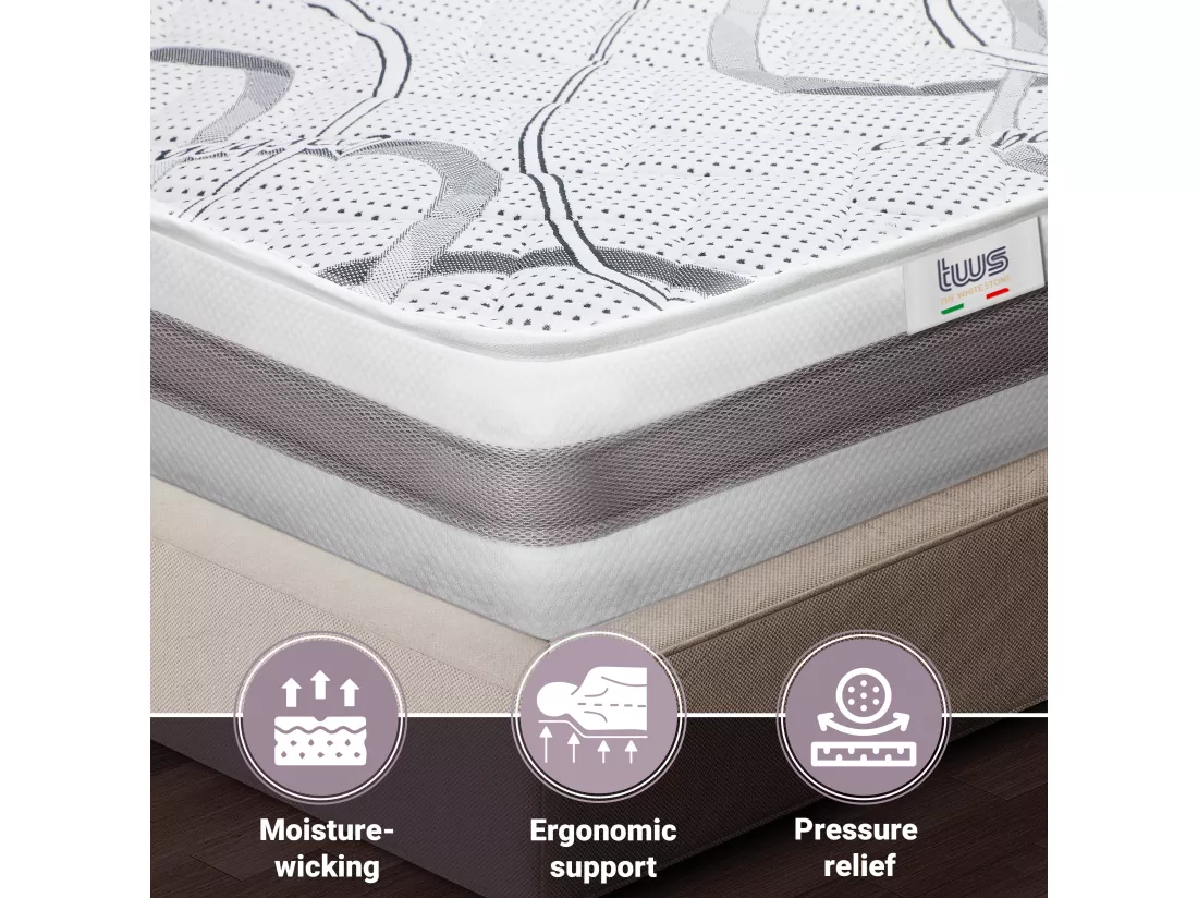 Matelas Double 140x190 à mémoire de forme | Premium Quality | Hauteur 25 cm | Made in Italy