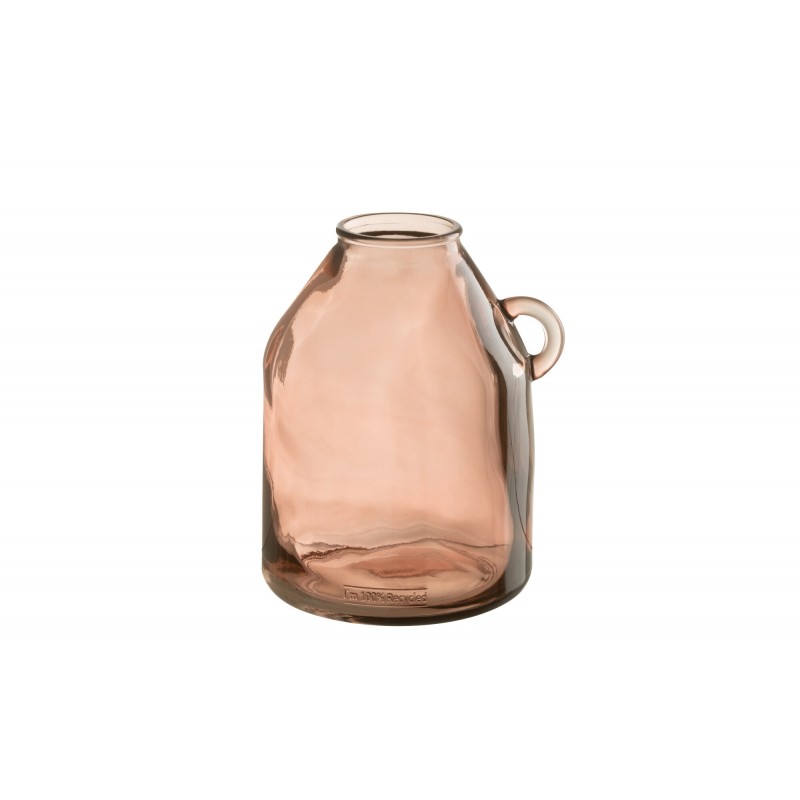 Vase avec anse en verre rose 20x20x25 cm