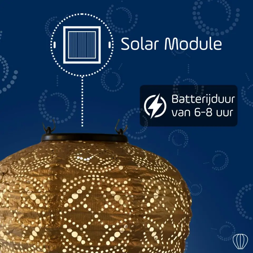 LUMIZ Solar Lampion Mandela Balloon - 20 cm - Goud