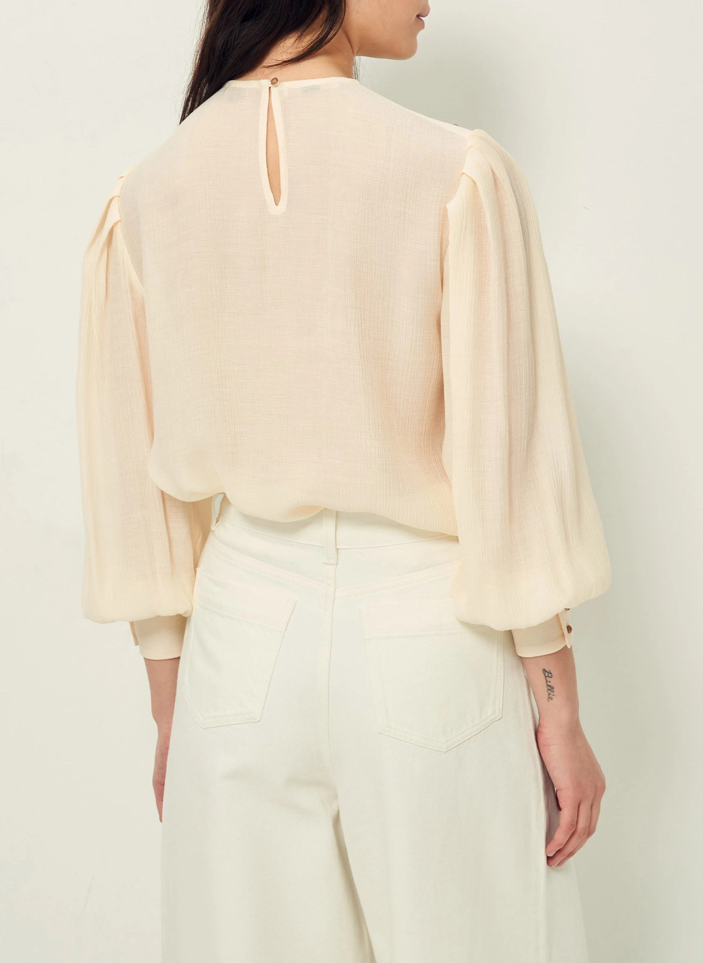 DAISY B - Blouse col rond plissée | Beige
