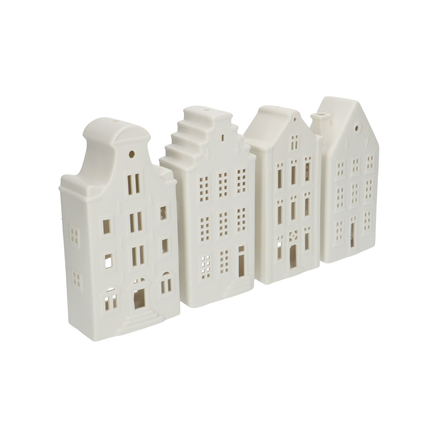 Waxinelichthouder, porselein, huisje met klokgevel, 20 cm