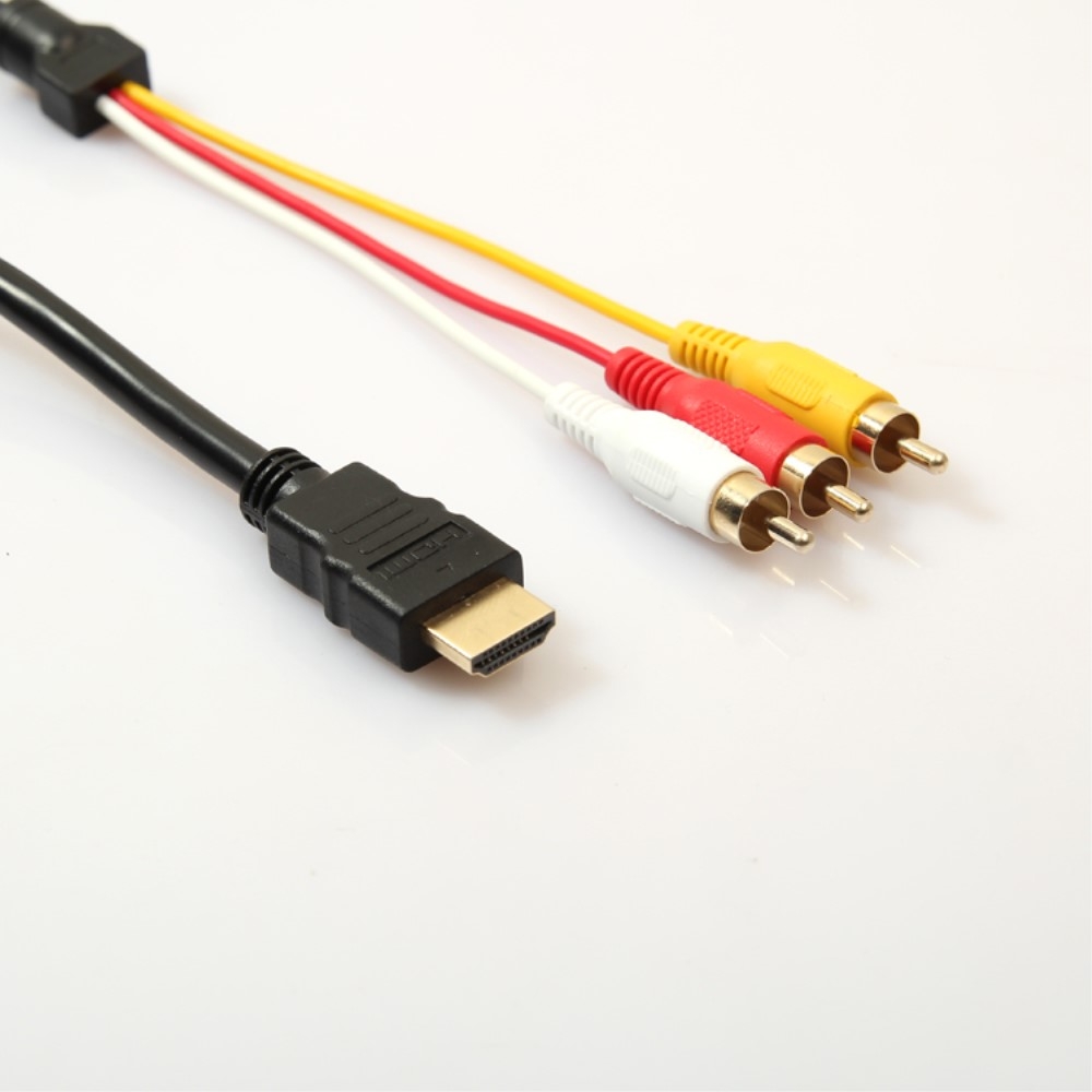 (1.5m) HDMI auf Cinch AV Audio Video Kabel 3-RCA Konverter