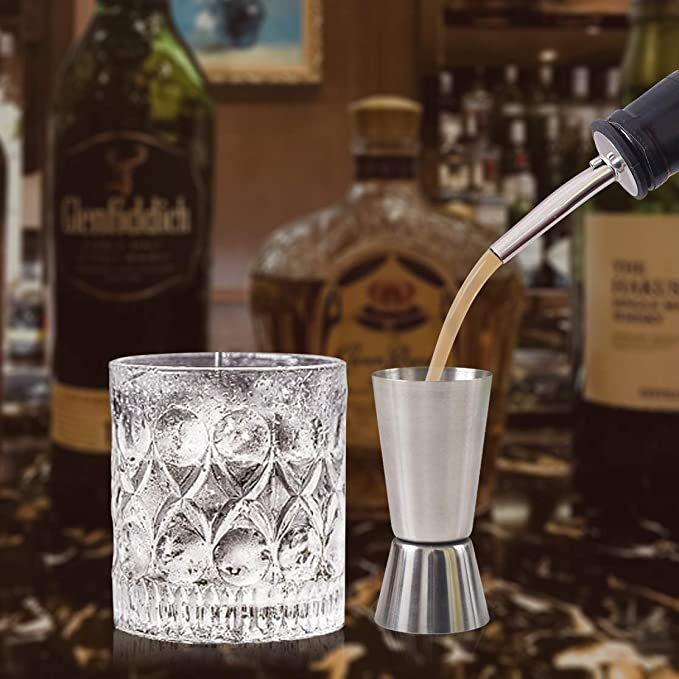 Edelstahl Messbecher Doppelseitiger Jigger Cocktail Barmass - Silber