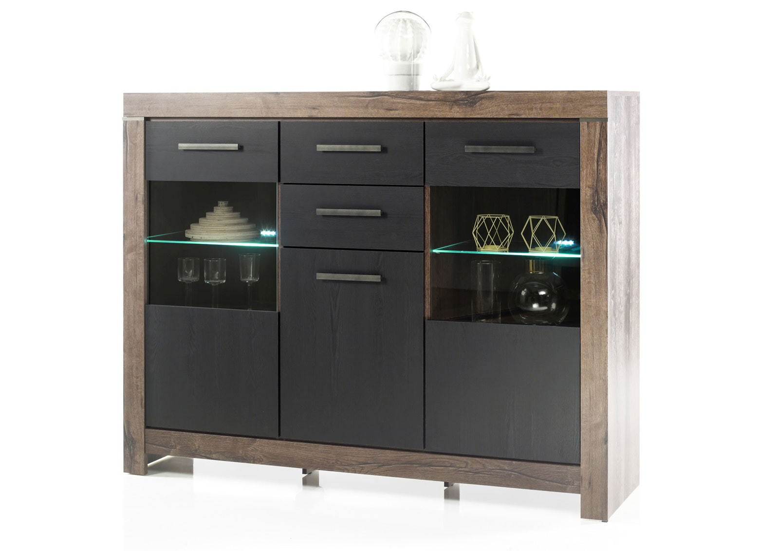 Highboard Berlin Eiche Canyon/Schwarz ca. 160 x 125 x 5 cm